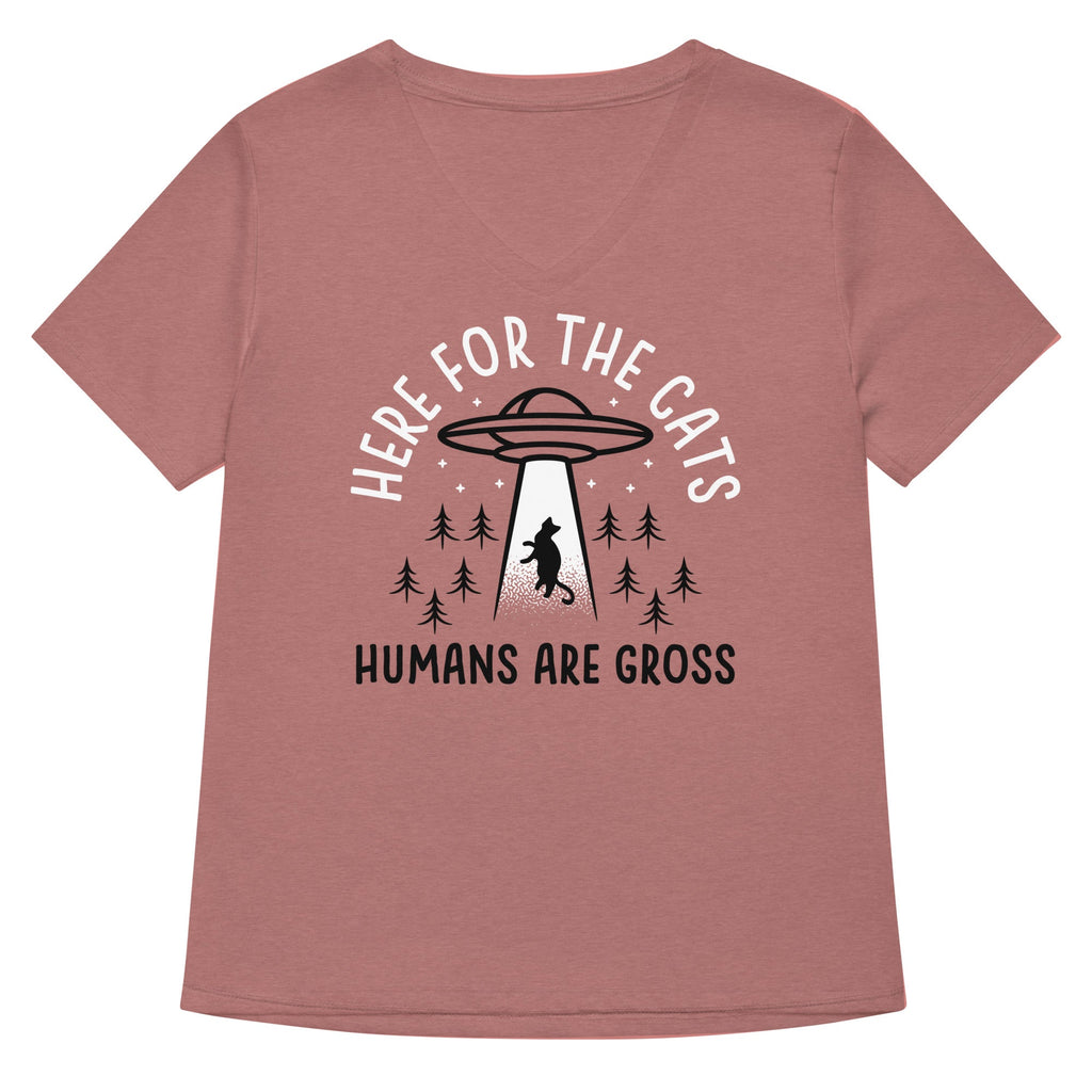 Here For The Cats, Humans Are Gross Women's V-Neck Tee product image 2