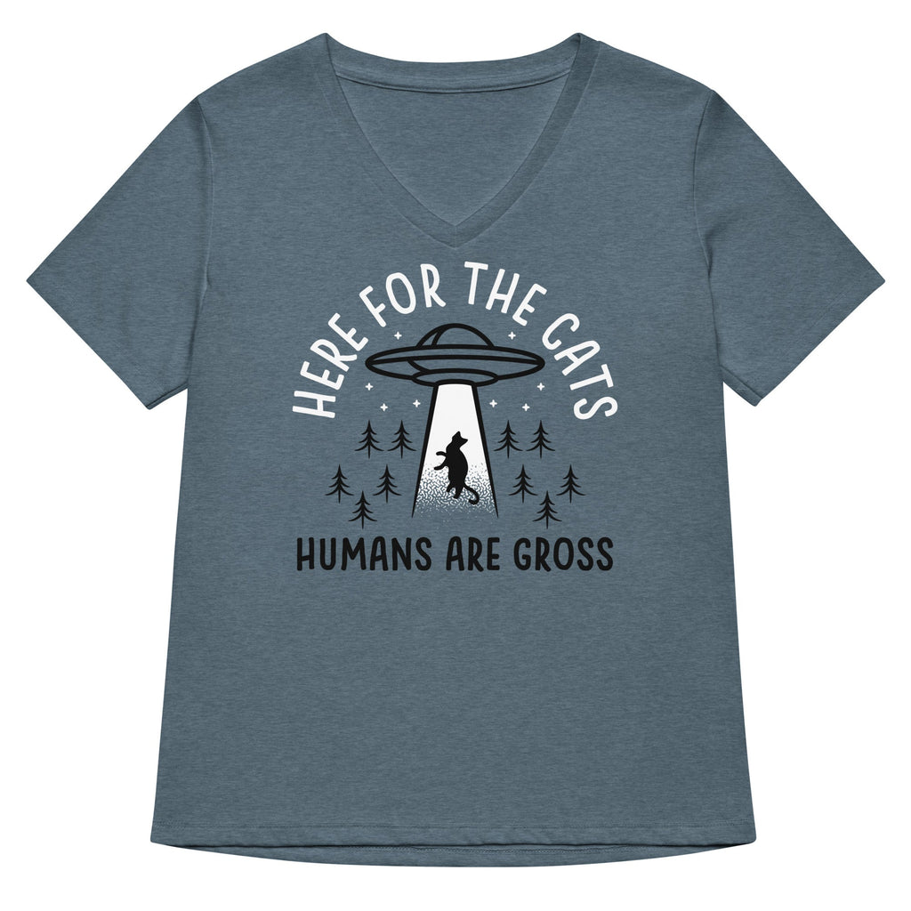 Here For The Cats, Humans Are Gross Women's V-Neck Tee product image 1