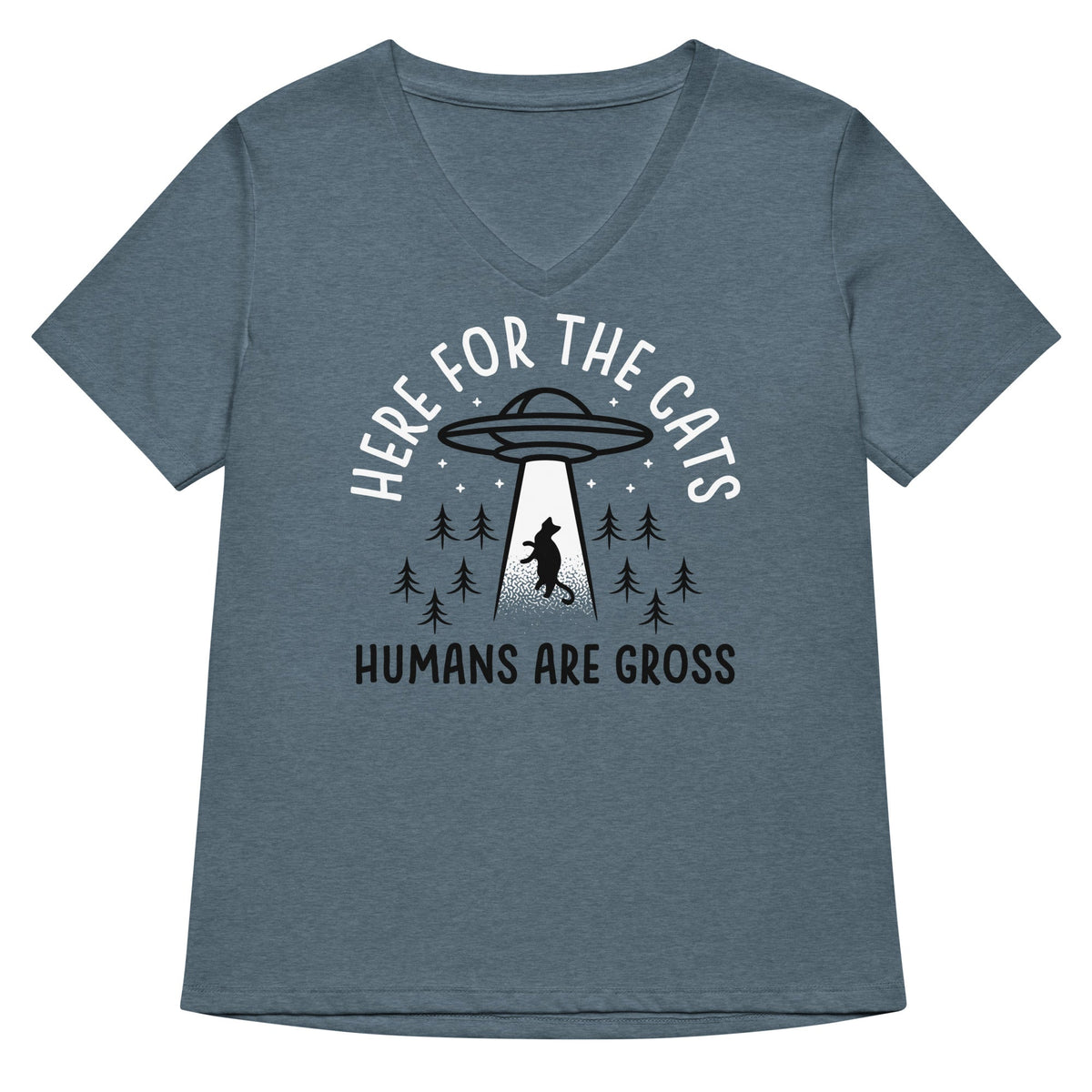 Here For The Cats, Humans Are Gross Women's V-Neck Tee product image 1