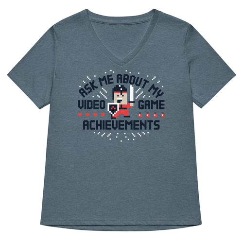 Ask Me About My Video Game Achievements Women's V-Neck Tee product image 1