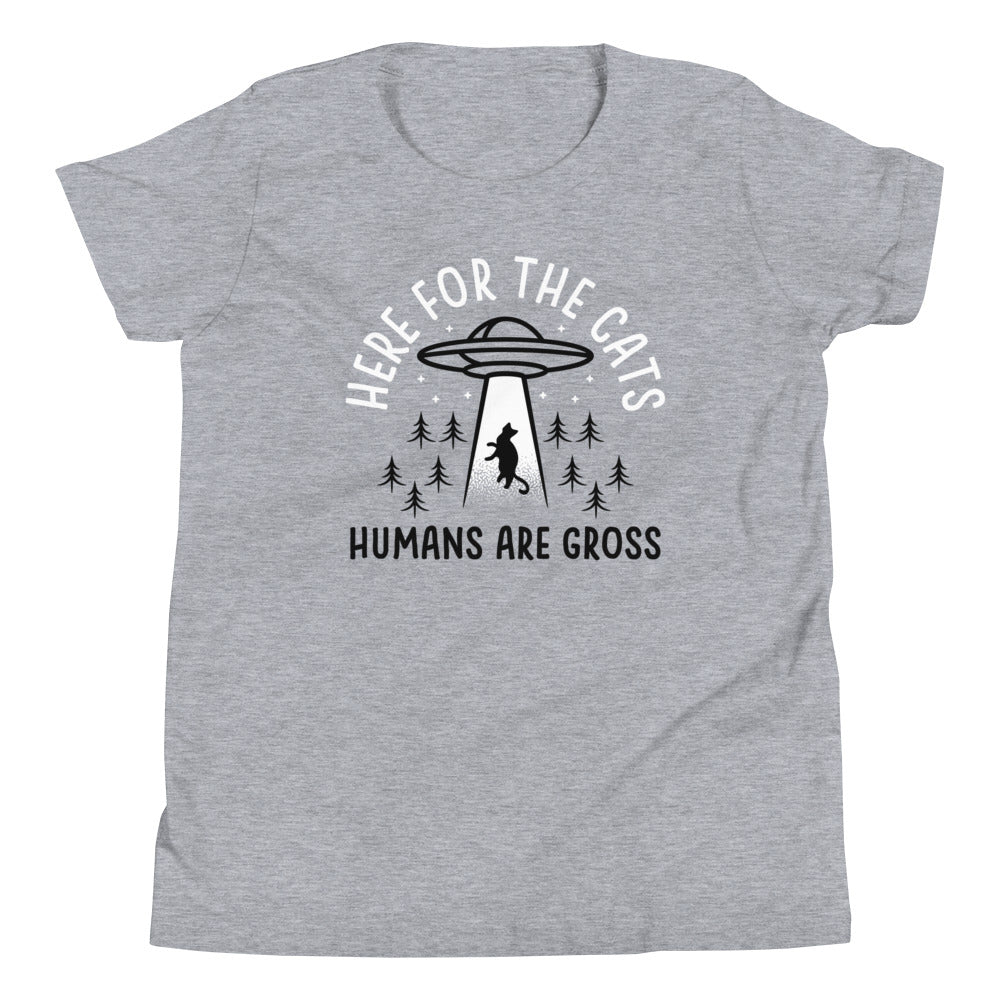 Here For The Cats, Humans Are Gross Kid's Youth Tee product image 1